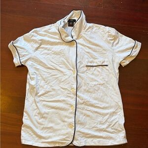 J. Crew White Short Sleeve Shirt with Black Piping women’s size XS sleep wear